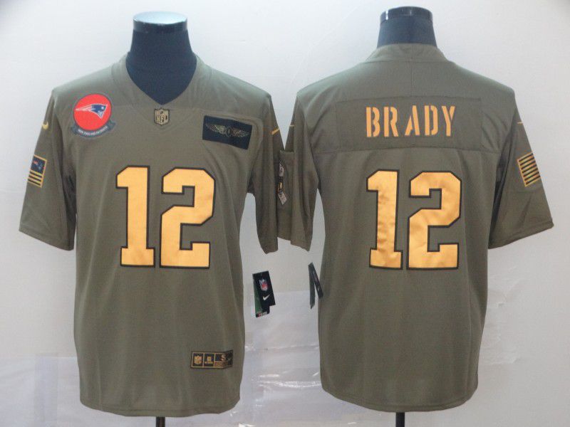 Men Green Bay Packers 12 Rodgers Gold Nike Olive Salute To Service Limited NFL Jersey